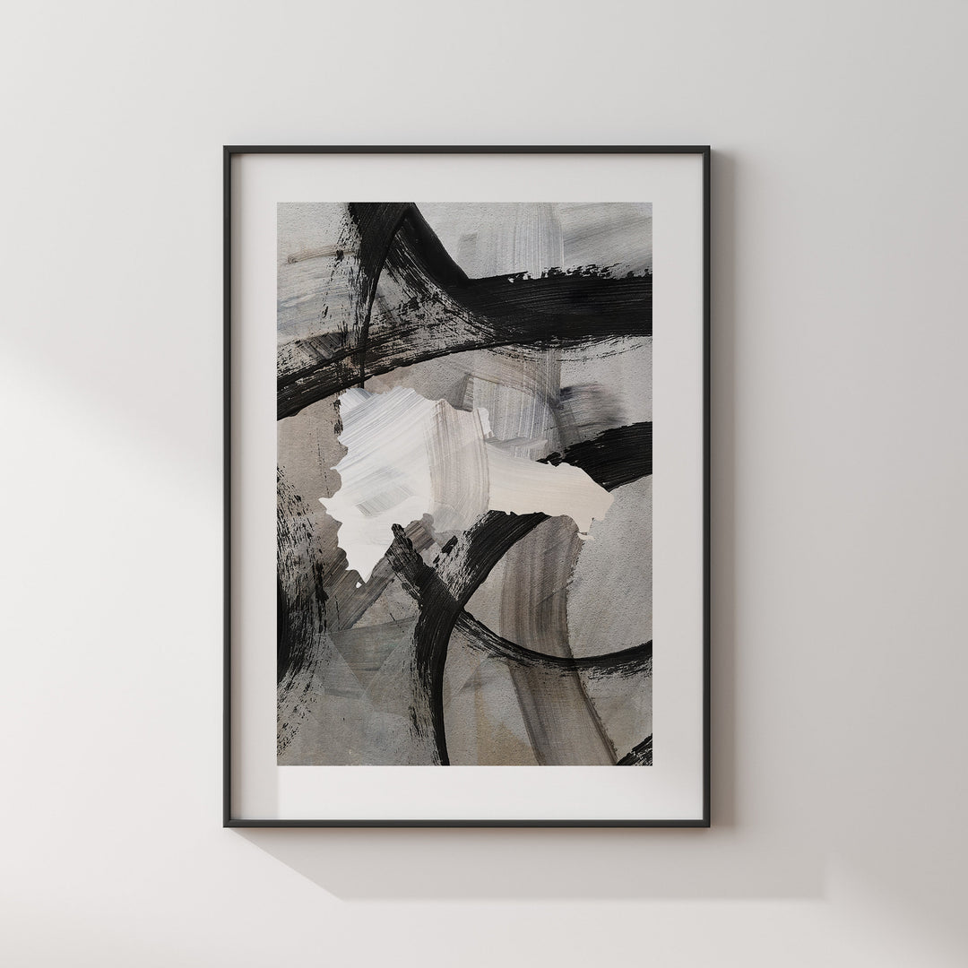 Dominican Republic Map | Black & Grey Abstract Painting Map of Dominican Republic Wall Art Print | Traval Poster