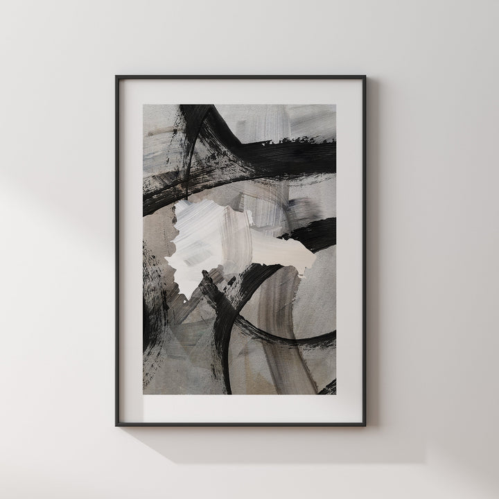 Dominican Republic Map | Black & Grey Abstract Painting Map of Dominican Republic Wall Art Print | Traval Poster