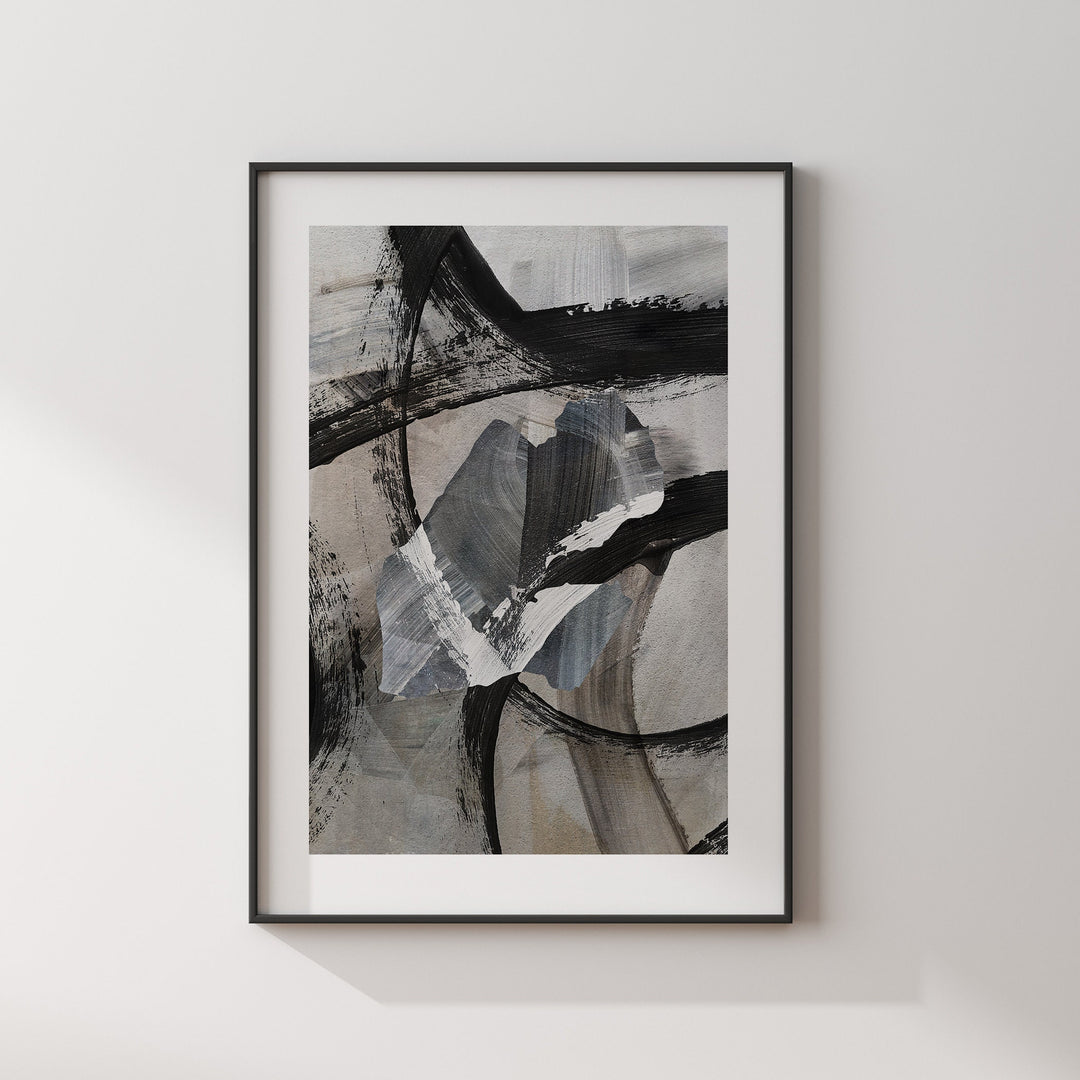 Djibouti Map | Black & Grey Abstract Painting Map of Djibouti Wall Art Print | Traval Poster