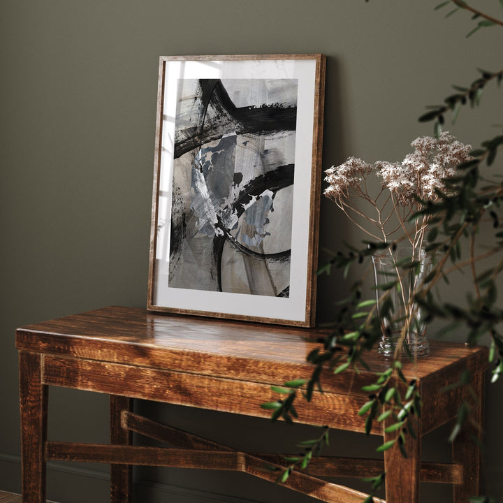 Denmark Map | Black & Grey Abstract Painting Map of Denmark Wall Art Print | Traval Poster