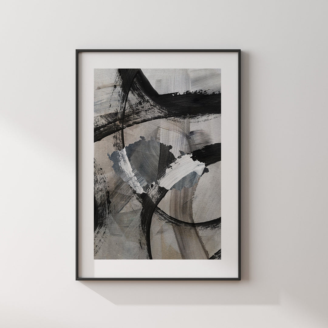 Czech Republic Map | Black & Grey Abstract Painting Map of Czech Republic Wall Art Print | Traval Poster