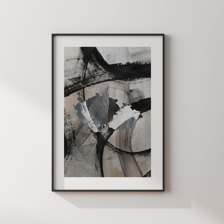 Czech Republic Map | Black & Grey Abstract Painting Map of Czech Republic Wall Art Print | Traval Poster