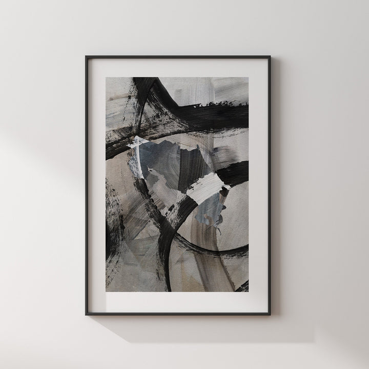 Costa Rica Map | Black & Grey Abstract Painting Map of Costa Rica Wall Art Print | Traval Poster