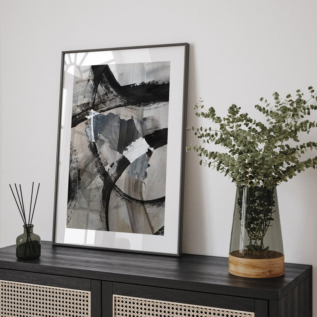 Costa Rica Map | Black & Grey Abstract Painting Map of Costa Rica Wall Art Print | Traval Poster