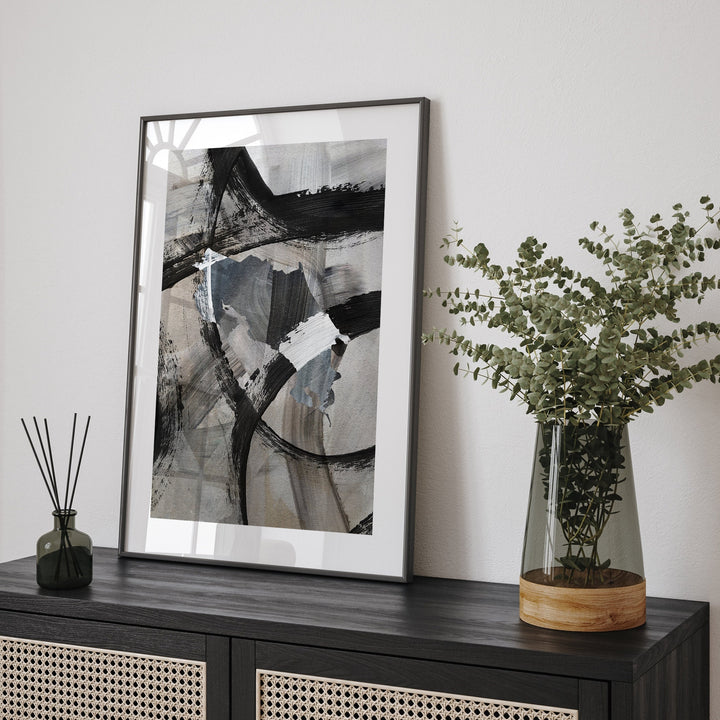 Costa Rica Map | Black & Grey Abstract Painting Map of Costa Rica Wall Art Print | Traval Poster
