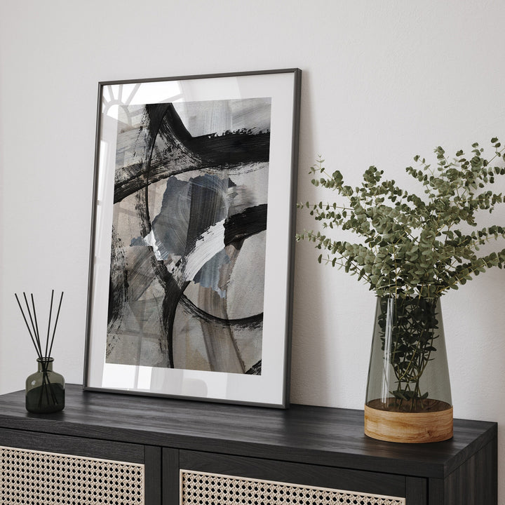 Congo Map | Black & Grey Abstract Painting Map of Congo Wall Art Print | Traval Poster
