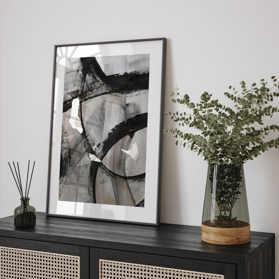 Comoros Map | Black & Grey Abstract Painting Map of Comoros Wall Art Print | Comoros Traval Poster