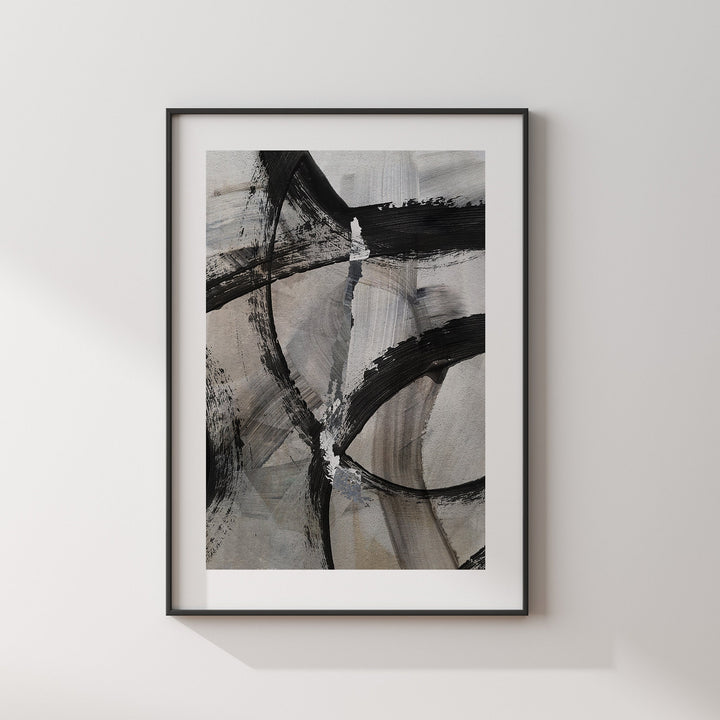 Chile Map | Black & Grey Abstract Painting Map of Chile Wall Art Print | Chile Traval Poster