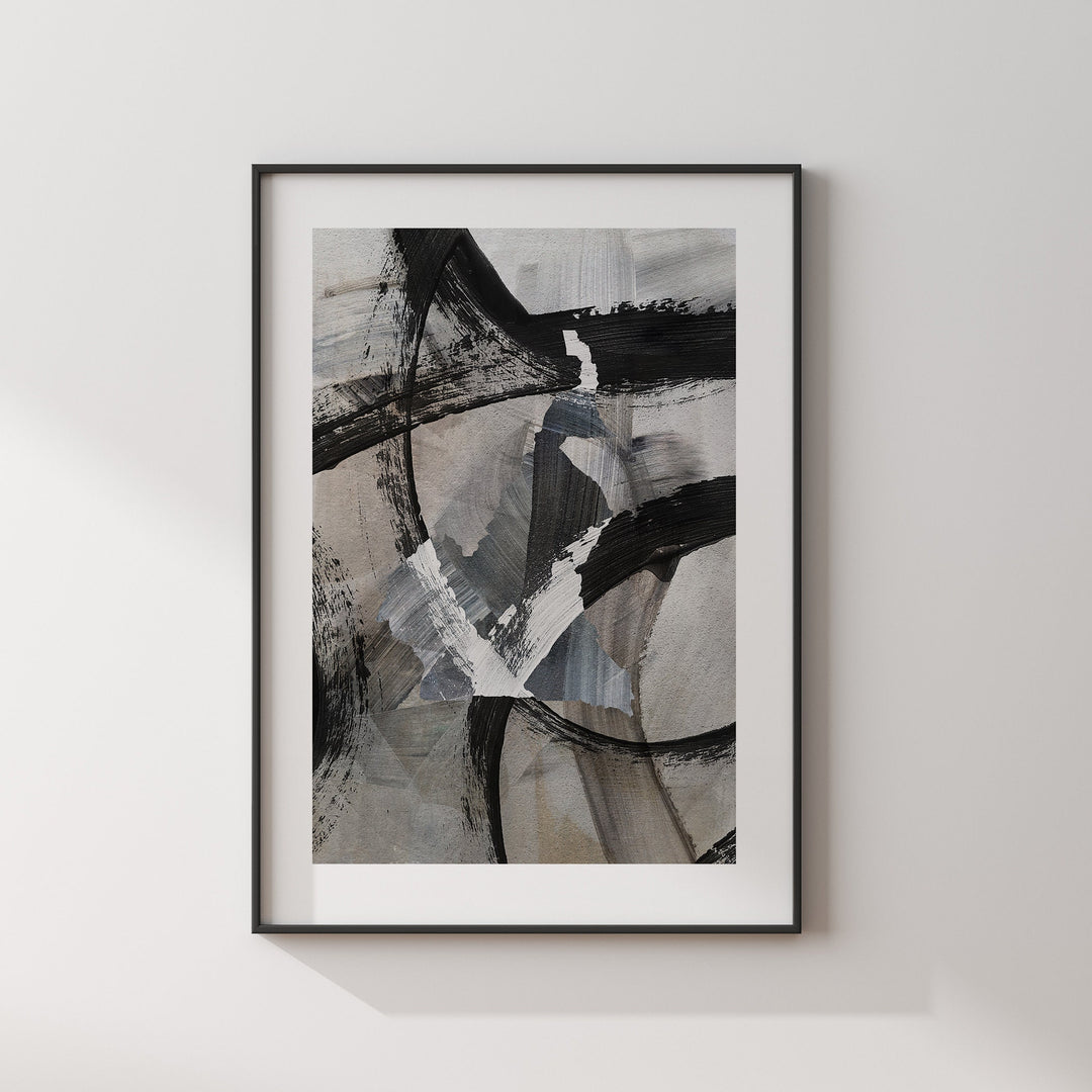 Cameroon Map | Black & Grey Abstract Painting Map of Cameroon Wall Art Print | Cameroon Traval Poster
