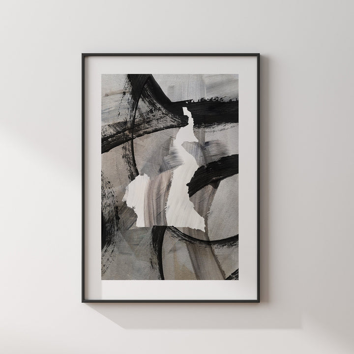 Cameroon Map | Black & Grey Abstract Painting Map of Cameroon Wall Art Print | Cameroon Traval Poster