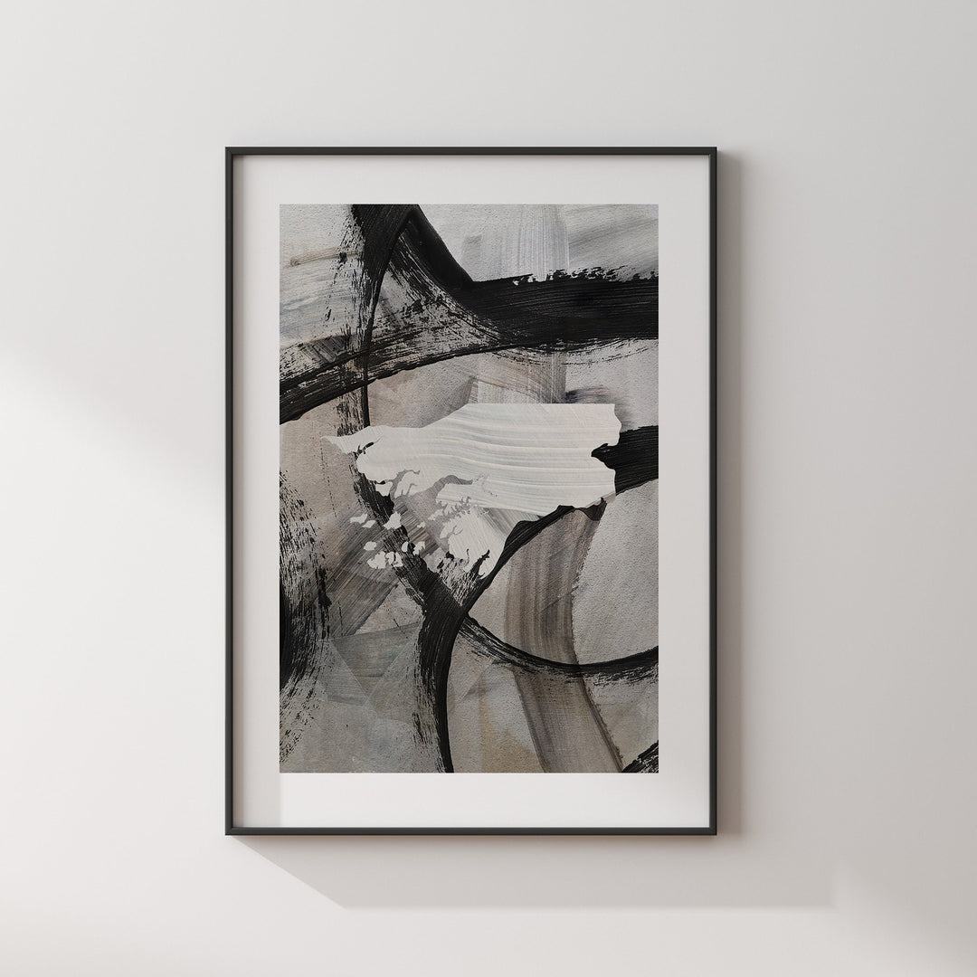 Guinea-Bissau Map | Black & Grey Abstract Painting Map of Guinea-Bissau Wall Art Print | Guinea-Bissau Traval Poster