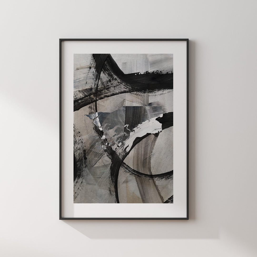 Guinea-Bissau Map | Black & Grey Abstract Painting Map of Guinea-Bissau Wall Art Print | Guinea-Bissau Traval Poster
