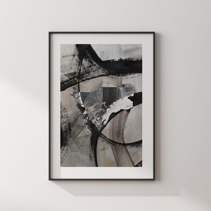 Guinea-Bissau Map | Black & Grey Abstract Painting Map of Guinea-Bissau Wall Art Print | Guinea-Bissau Traval Poster