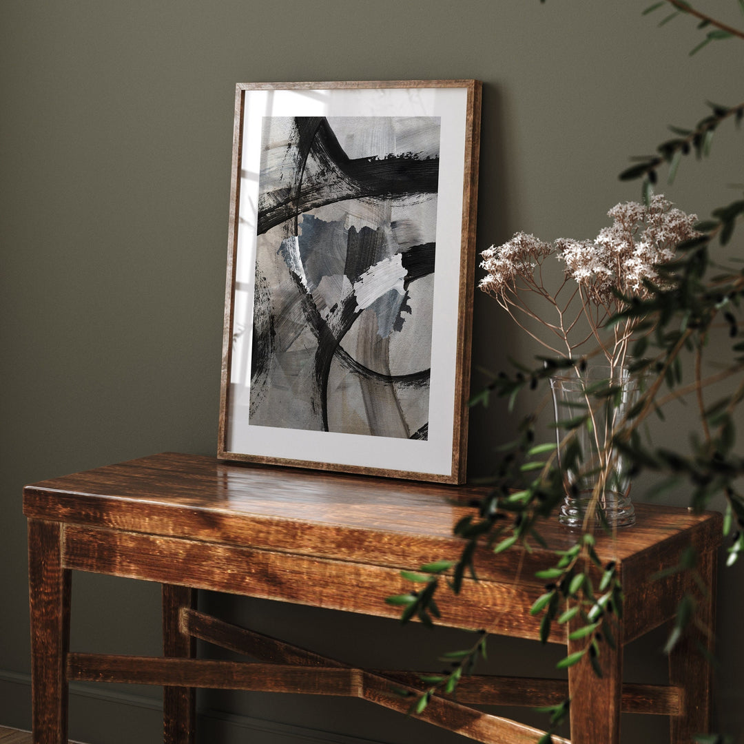 Guinea Map | Black & Grey Abstract Painting Map of Guinea Wall Art Print | Guinea Traval Poster