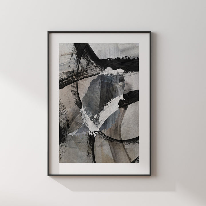 Grenada Map | Black & Grey Abstract Painting Map of Grenada Wall Art Print | Grenada Traval Poster