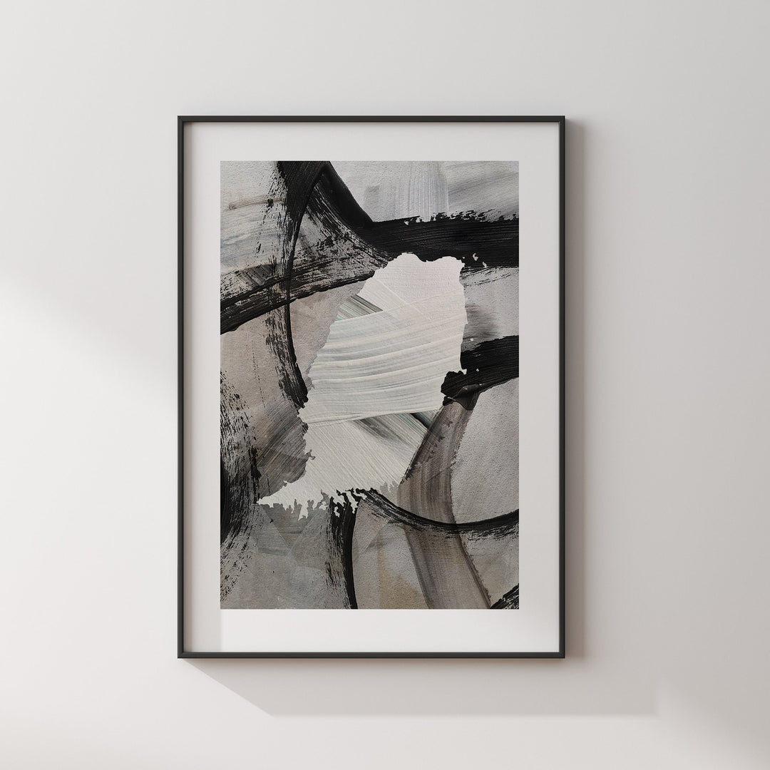 Grenada Map | Black & Grey Abstract Painting Map of Grenada Wall Art Print | Grenada Traval Poster