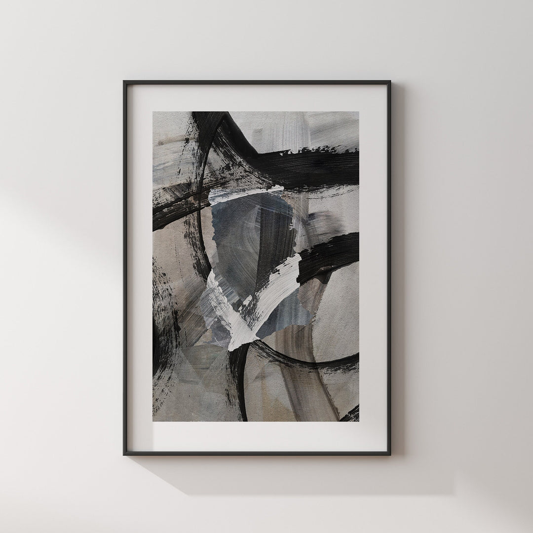 Ghana Map | Black & Grey Abstract Painting Map of Ghana Wall Art Print | Ghana Traval Poster