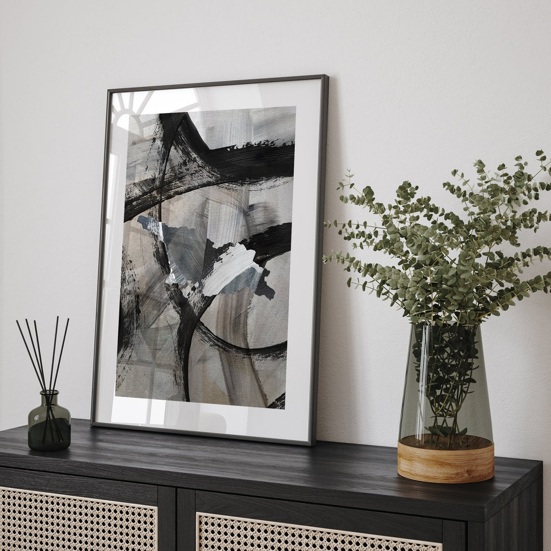 Georgia Map | Black & Grey Abstract Painting Map of Georgia Wall Art Print | Georgia Traval Poster
