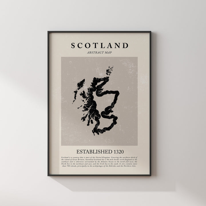 Abstract Scotland Map Vintage Wall Art Print Picasso & Matisse Inspired Travel Poster Outline Edition