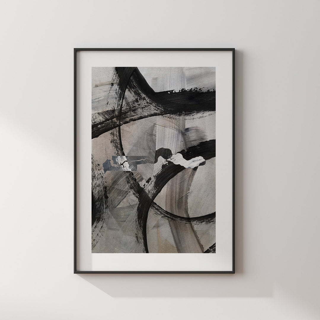 Gambia Map | Black & Grey Abstract Painting Map of Gambia Wall Art Print | Gambia Traval Poster