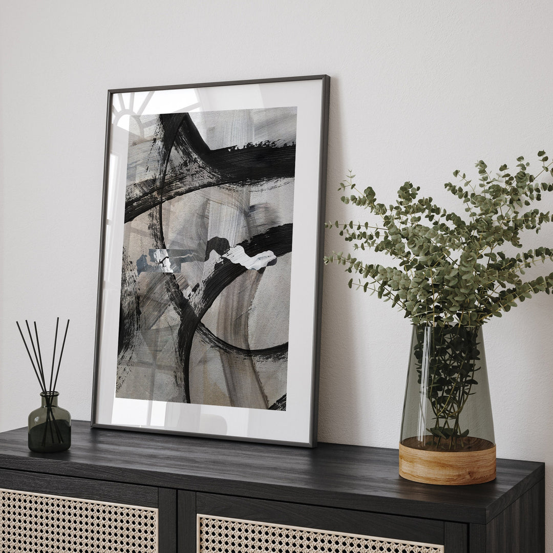 Gambia Map | Black & Grey Abstract Painting Map of Gambia Wall Art Print | Gambia Traval Poster