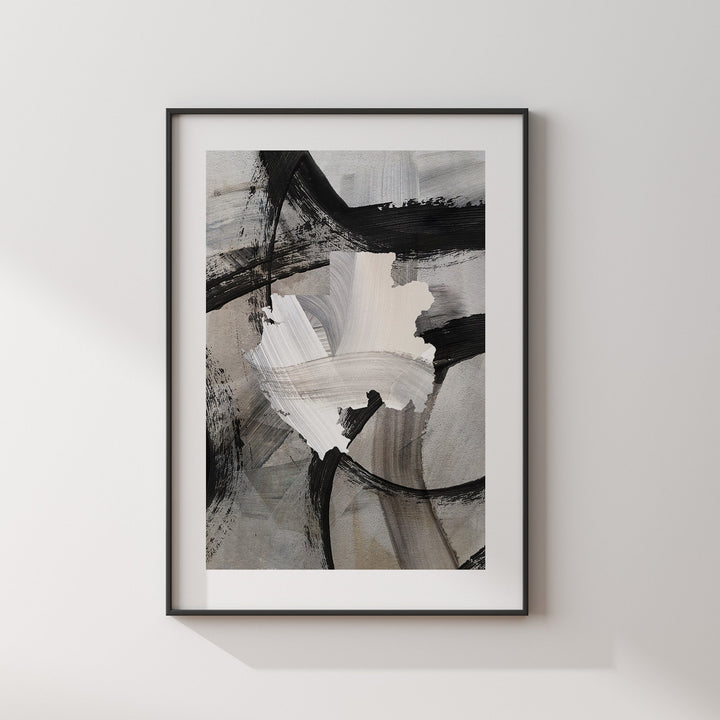Gabon Map | Black & Grey Abstract Painting Map of Gabon Wall Art Print | Gabon Traval Poster