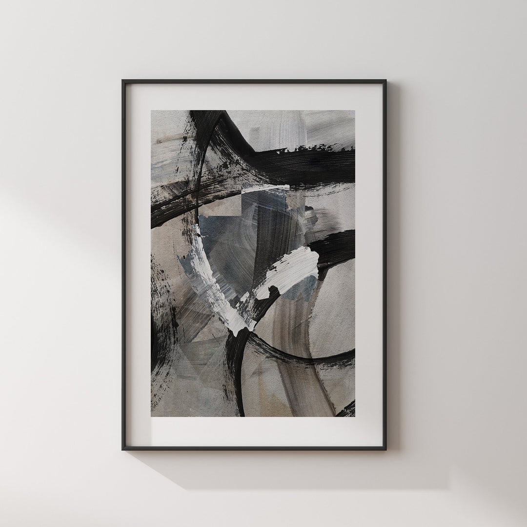 Gabon Map | Black & Grey Abstract Painting Map of Gabon Wall Art Print | Gabon Traval Poster
