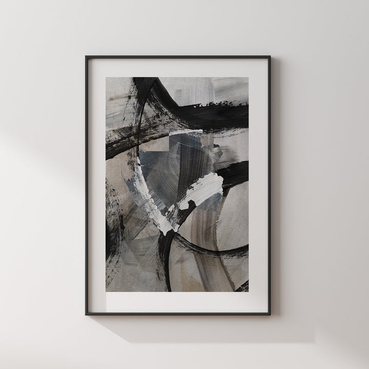 Gabon Map | Black & Grey Abstract Painting Map of Gabon Wall Art Print | Gabon Traval Poster