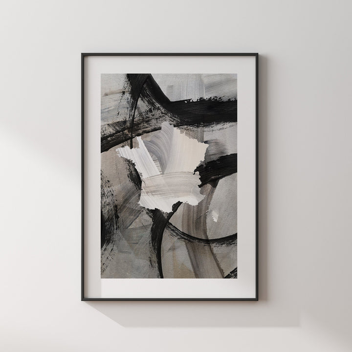 France Map | Black & Grey Abstract Painting Map of France Wall Art Print | France Traval Poster