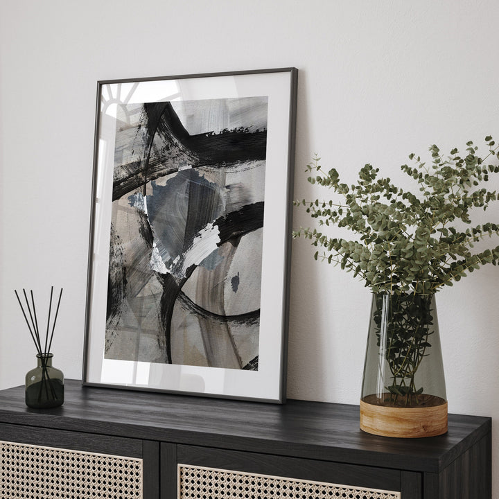 France Map | Black & Grey Abstract Painting Map of France Wall Art Print | France Traval Poster