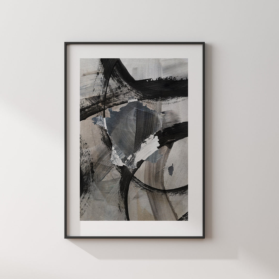 France Map | Black & Grey Abstract Painting Map of France Wall Art Print | France Traval Poster