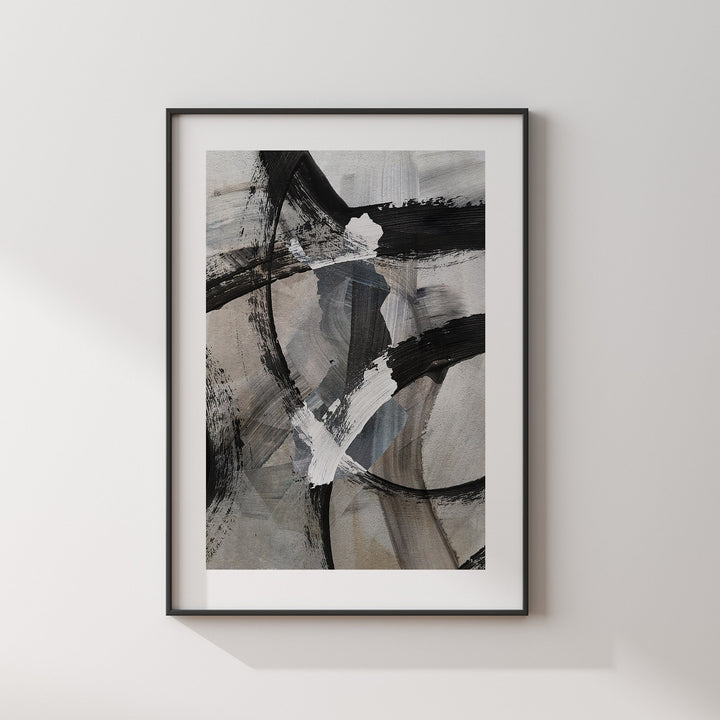 Finland Map | Black & Grey Abstract Painting Map of France Wall Art Print | France Traval Poster