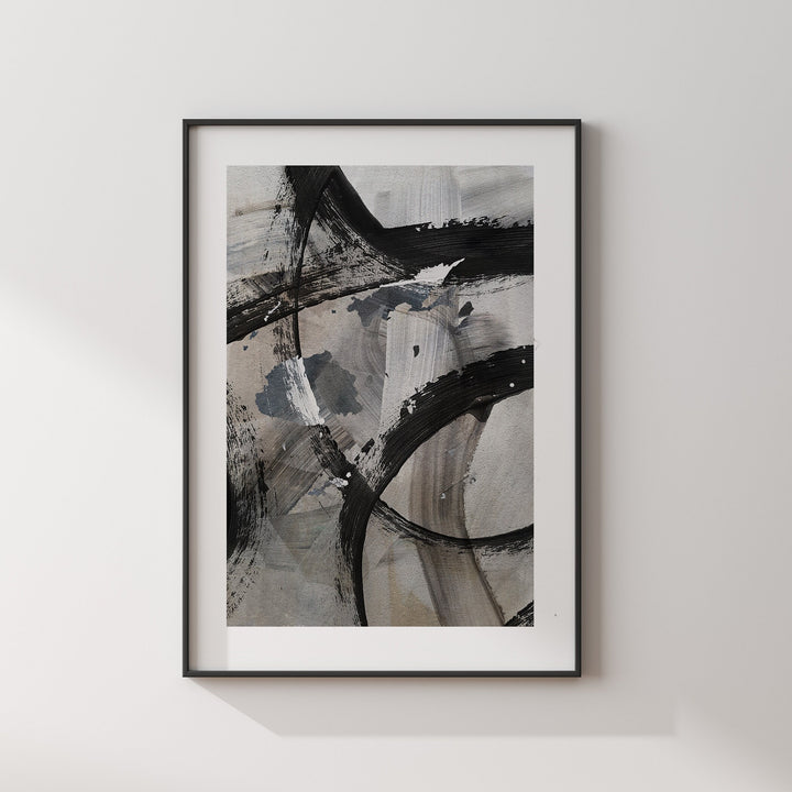 Fiji Map | Black & Grey Abstract Painting Map of Fiji Wall Art Print | Fiji Traval Poster