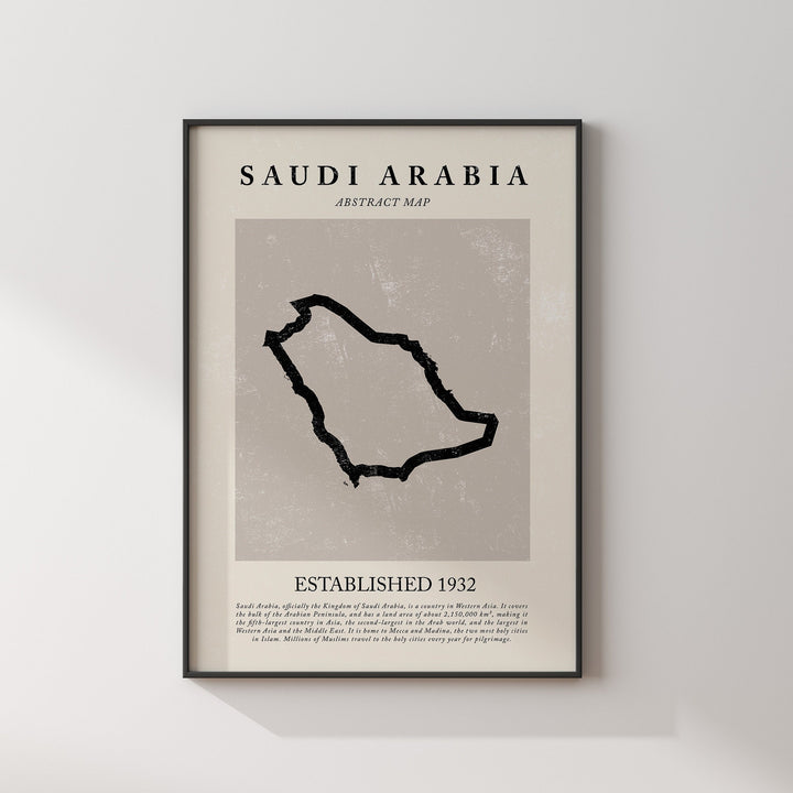 Saudi Arabia Map Vintage Abstract Wall Art Print Picasso & Matisse Inspired Travel Poster Filled Edition