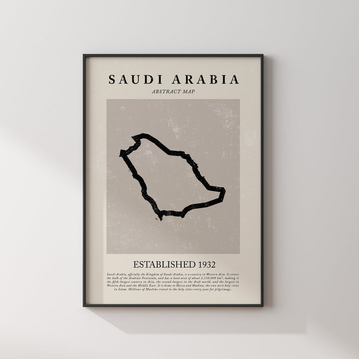 Abstract Saudi Arabia Map Vintage Wall Art Print Picasso & Matisse Inspired Travel Poster Outline Edition