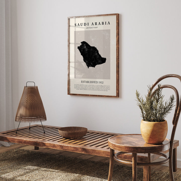 Saudi Arabia Map Vintage Abstract Wall Art Print Picasso & Matisse Inspired Travel Poster Filled Edition