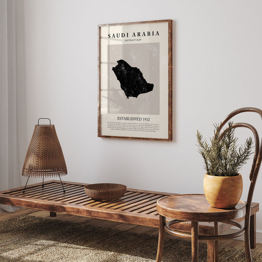 Abstract Saudi Arabia Map Vintage Wall Art Print Picasso & Matisse Inspired Travel Poster Outline Edition