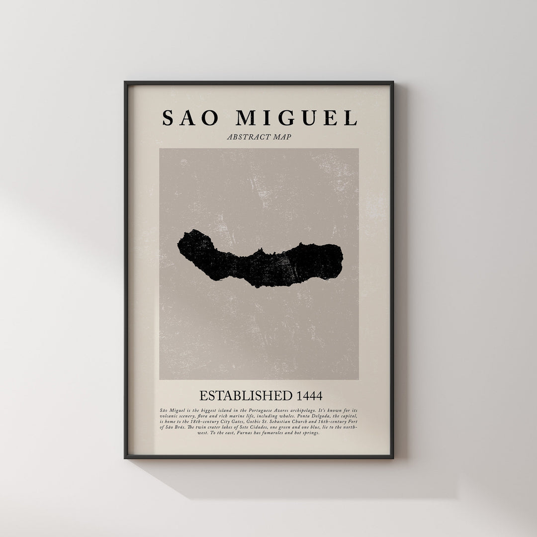 Abstract Sao Miguel Map Vintage Wall Art Print Picasso & Matisse Inspired Travel Poster Outline Edition