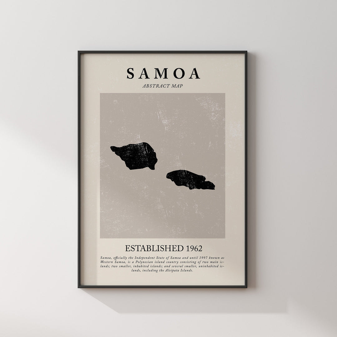 Abstract Samoa Map Vintage Wall Art Print Picasso & Matisse Inspired Travel Poster Outline Edition
