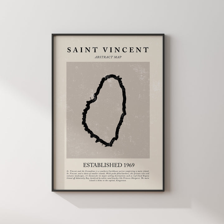Abstract Saint Vincent Map Vintage Wall Art Print Picasso & Matisse Inspired Travel Poster