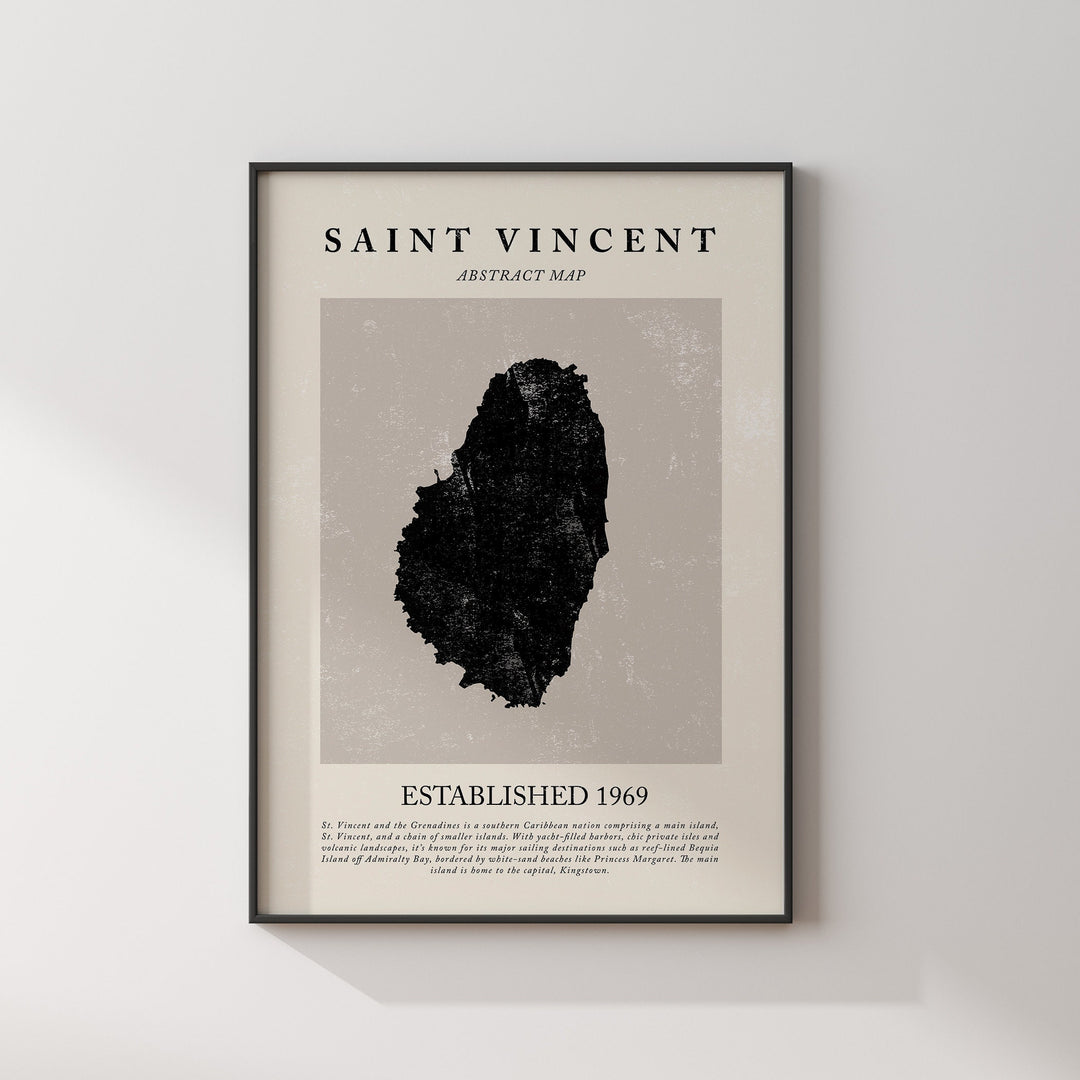 Abstract Saint Vincent Map Vintage Wall Art Print Picasso & Matisse Inspired Travel Poster