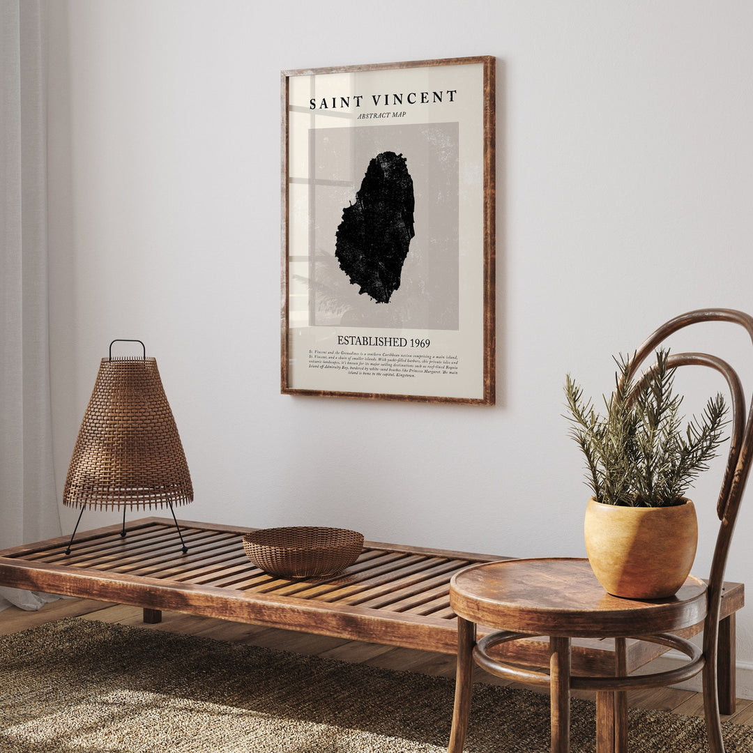 Abstract Saint Vincent Map Vintage Wall Art Print Picasso & Matisse Inspired Travel Poster