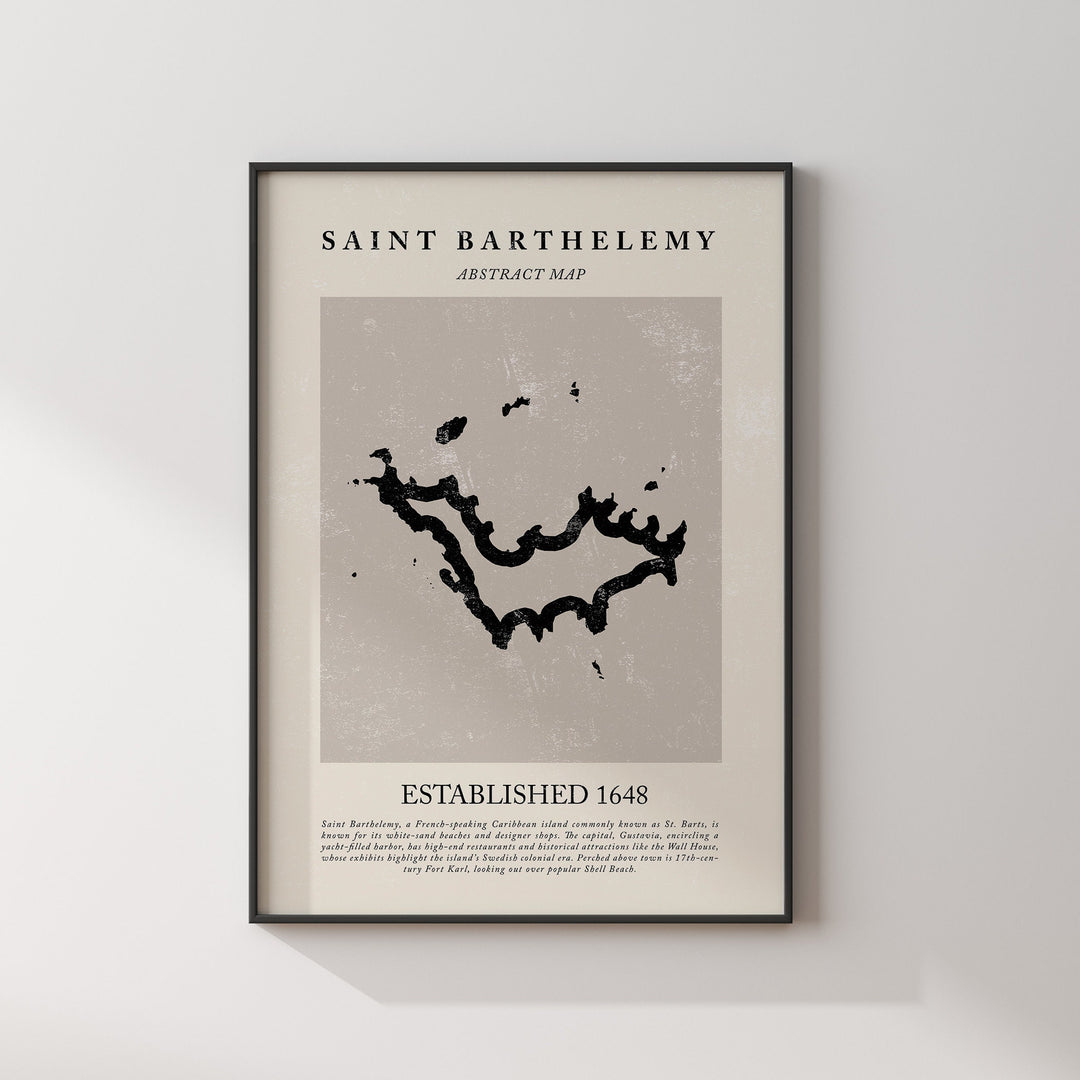 Abstract Saint Barthelemy Map Vintage Wall Art Print Picasso + Matisse Inspired Travel Poster OE