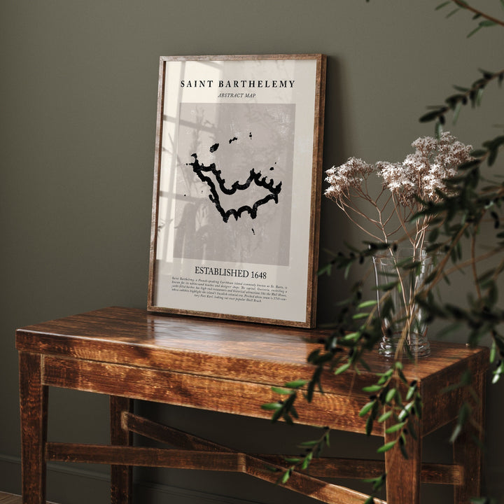 Abstract Saint Barthelemy Map Vintage Wall Art Print Picasso + Matisse Inspired Travel Poster OE