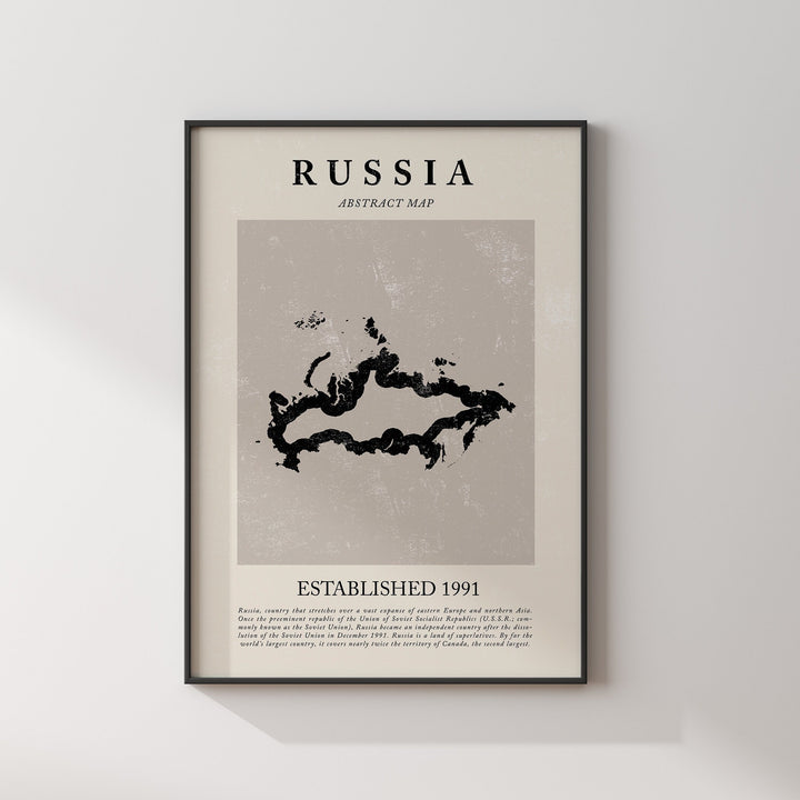 Abstract Russia Map Vintage Wall Art Print Picasso + Matisse Inspired Travel Poster OE