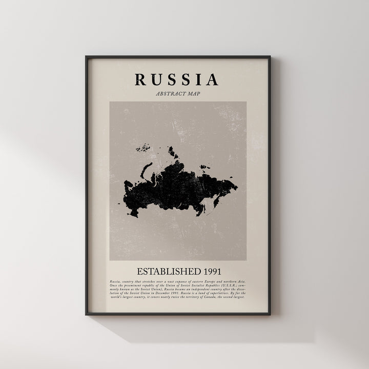 Abstract Russia Map Vintage Wall Art Print Picasso + Matisse Inspired Travel Poster