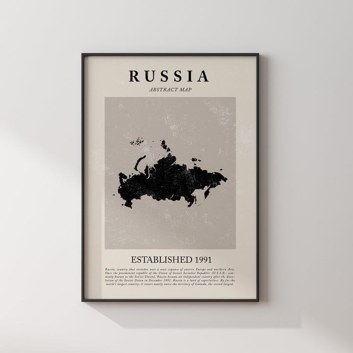 Abstract Russia Map Vintage Wall Art Print Picasso + Matisse Inspired Travel Poster OE