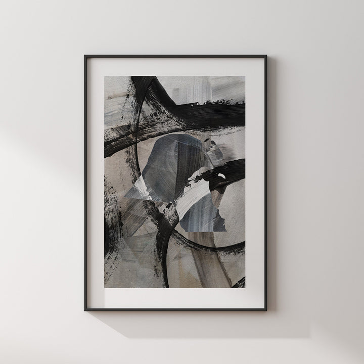 Kuwait Map | Black & Grey Abstract Painting Map of Kuwait Wall Art Print | Kuwait Traval Poster