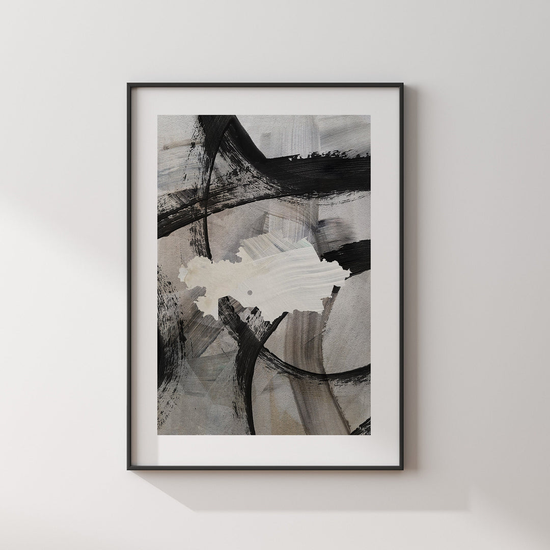 Kazakhstan Map | Black & Grey Abstract Painting Map of Kazakhstan Wall Art Print | Kazakhstan Traval Poster