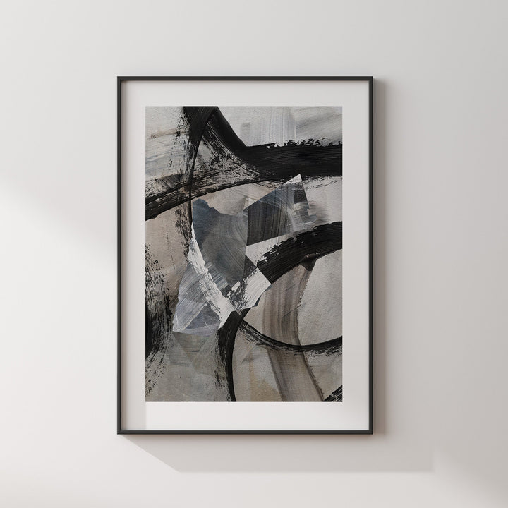 Jordan Map | Black & Grey Abstract Painting Map of Jordan Wall Art Print | Jordan Traval Poster